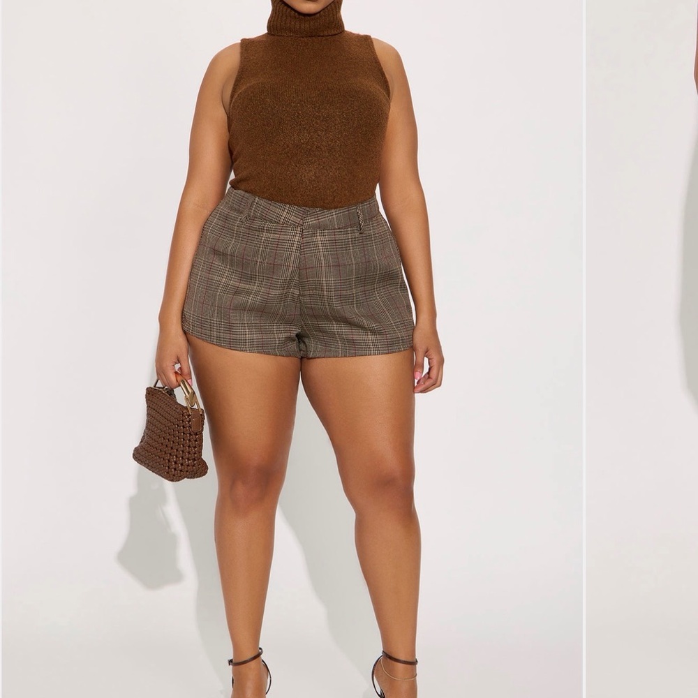 NWT fashion nova gingham high waisted shorts XL